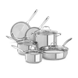 KitchenAid Tri - Ply 10 Piece Stainless Steel Cookware Set