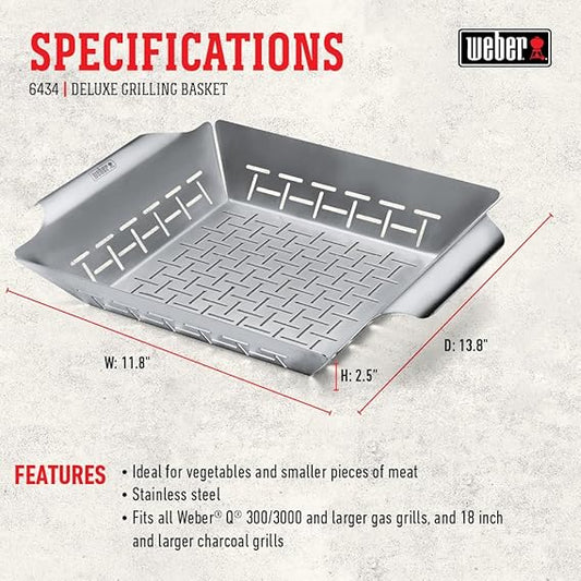 Weber Deluxe Grilling Basket Large / Built for Q 300/3000 and larger gas grills, and most charcoal grills