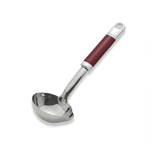 KitchenAid Euro Stainless Steel Serving Ladle with Spout, Empire Red